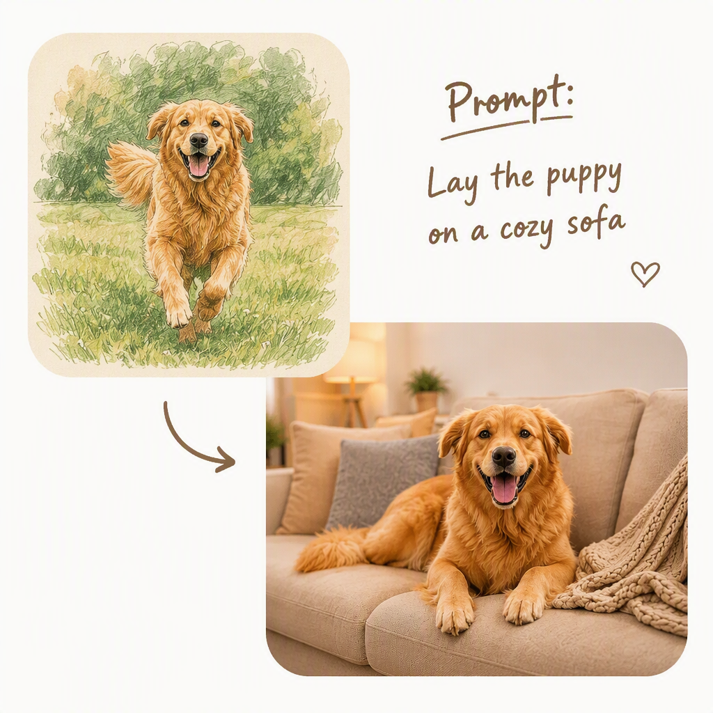 AI image to image transform — background change example